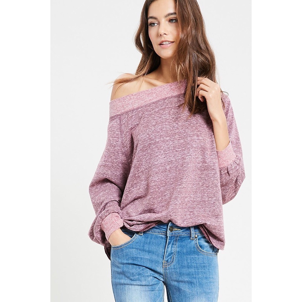 Bailey OTS Long Sleeve Top - Red Bean - Picture 2 of 6